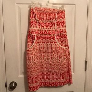 Strapless summer dress red and creme!